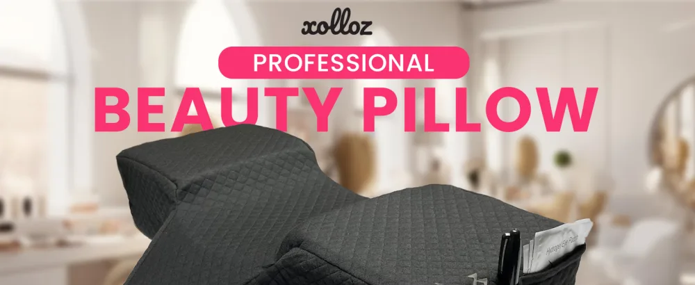 Pillow For Eyelash Extensions (2 Pillows Bundle) - Curved Memory Foam Lash Bed Pillow With Neck & Back Support Perfect Pillow For Eyelash Extensions Two Pockets For Tools On The Sides (Black) - pillow eyelashes eye lash pillows extensions for eyelash neck lashes extension bed head rest