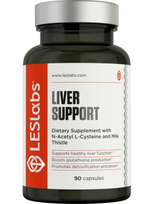 LES Labs Liver Support  Liver Cleanse, Healthy Liver Function, Glutathione Production & Detoxification  Milk Thistle, L-Cysteine, ALA & Dandelion  90 Capsules - Liver Support