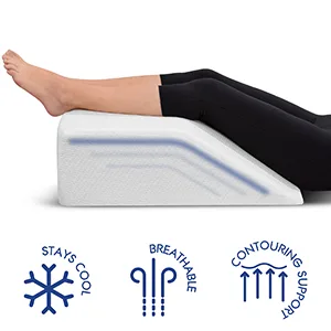 Leg Elevation Memory Foam Pillow with Removeable, Washable Cover - Elevated Pillows for Sleeping, Blood Circulation, Leg Swelling Relief and Sciatica Pain Relief - Pillow for Back Pain and Pregnancy - stays cool