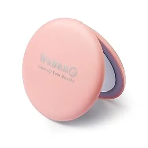 LED Travel Makeup Mirror, 3.5 inch Lighted Compact Mirror, 10X Magnification, Handheld, Double Sided, Portable Folding Mirror for Pocket, Purse, Gift, Pink, Round - folding mirror