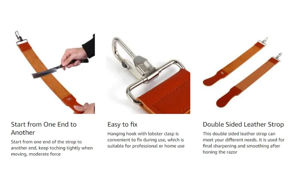 Leather Razor Strop Shaving Sharpener Strap Barber Straight Razor Knife Sharpening Belt - product information 20