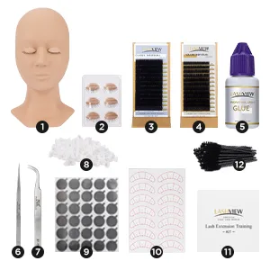 LASHVIEW Lash Extension Kit, Eyelash Extension Kit,Professional Eyelash Mannequin Head Kit with 4pc Removable Eyelids, Lash Kit for Eyelash Extensions Beginners,Training Makeup and Eyelash Graft - LASH EXTENSIONS TRAINING KIT