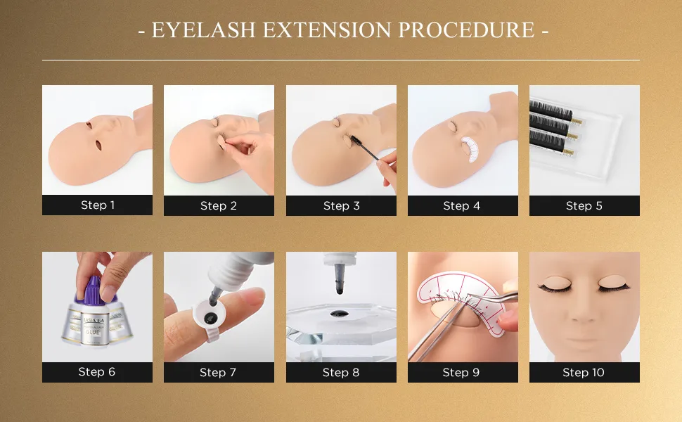 LASHVIEW Lash Extension Kit, Eyelash Extension Kit,Professional Eyelash Mannequin Head Kit with 4pc Removable Eyelids, Lash Kit for Eyelash Extensions Beginners,Training Makeup and Eyelash Graft - LASH EXTENSIONS TRAINING KIT