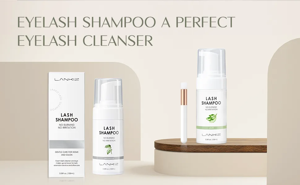 LANKIZ Eyelash Extension Shampoo,+1 Brush,Sensitive Eyelid Foam Lash Cleanser For Extension,Deep Clean Eyelash,Makeup& Mascara Remover& Spa, Professional & Self Use (100ml//Unscented/) - EYELASH EXTENSION SHAMPOO