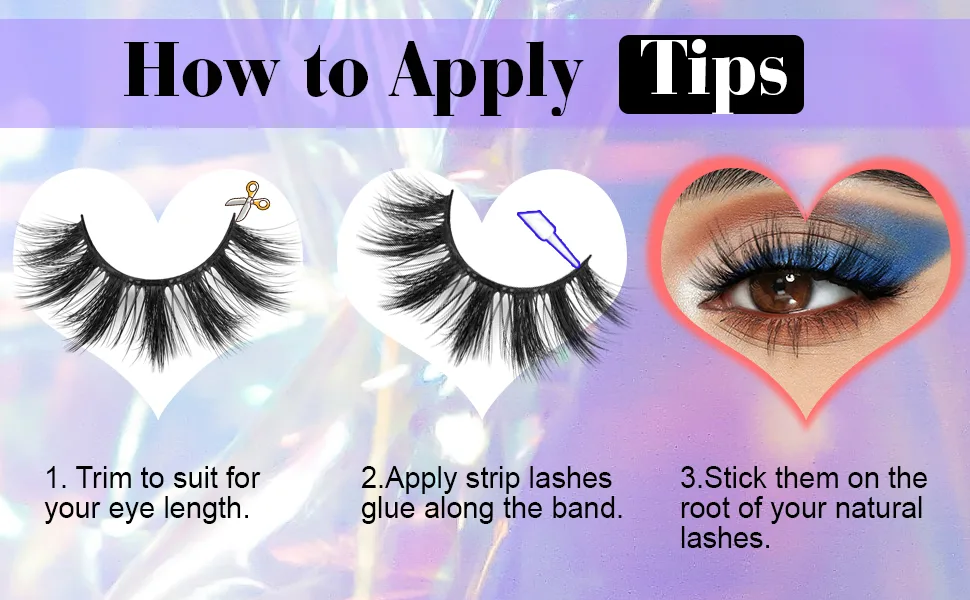 Lanflower Fake Eyelashes Natural Look Dramatic 3D Lashes Pack Faux Mink 20 Pairs 4 Styles Subtle (16mm-18mm) - How to Apply