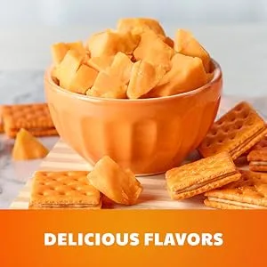 Lance Saltines Crackers, Single Serve Packs, 500 Count - Lance cheese crackers around a bowl filled with chunks of cheese