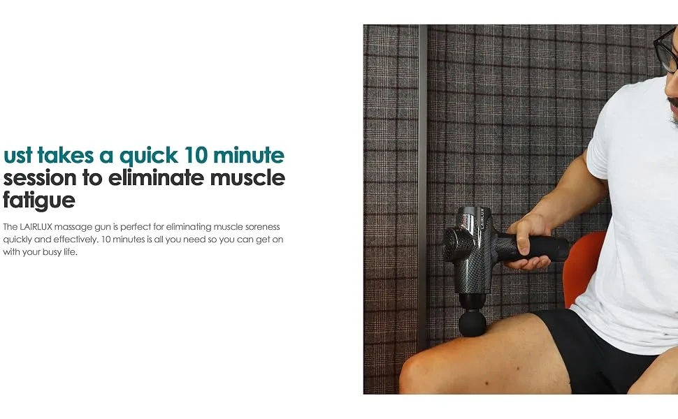 LAIRLUX Massage Gun - Deep Tissue Massager Gun for Muscle Fatigue Relief - Percussion Massage Gun - Model EM-03 (Black) - product information 3