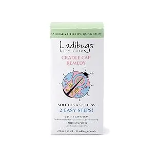 Ladibugs Cradle Cap Remedy Kit, 3oz | Includes Cradle Cap Serum & Fine-Toothed Comb | Effectively Removes Scales & Flakes | Soothes & Softens Scalp - Cradle Cap Kit