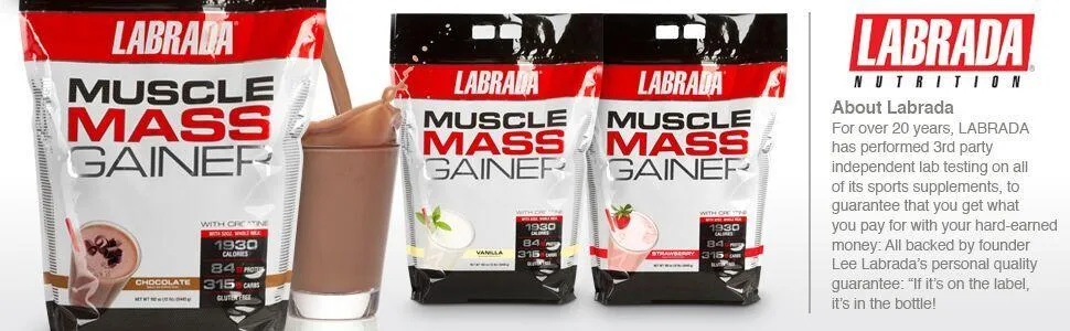Labrada Nutrition Muscle Mass Gainer, Chocolate, 12 Pound Chocolate 12 Pound (Pack of 1) - product information 1