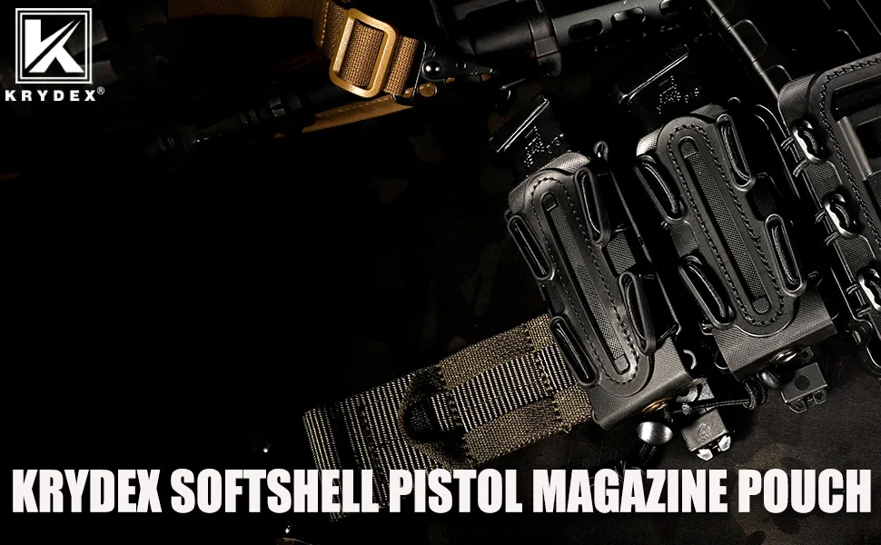 KRYDEX 9mm Pistol Mag Pouch Softshell Magazine Pouch Tactical Magazine Holder Tall With Belt Clip-Black - KRYDEX MAG POUCH