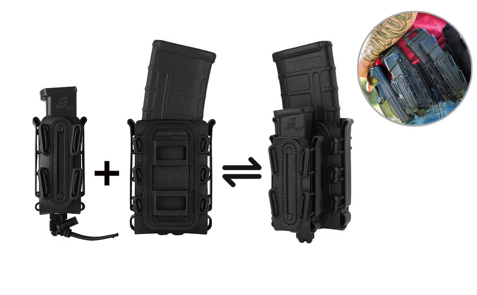 KRYDEX 9mm Pistol Mag Pouch Softshell Magazine Pouch Tactical Magazine Holder Tall With Belt Clip-Black - MOLLE MAG POUCH