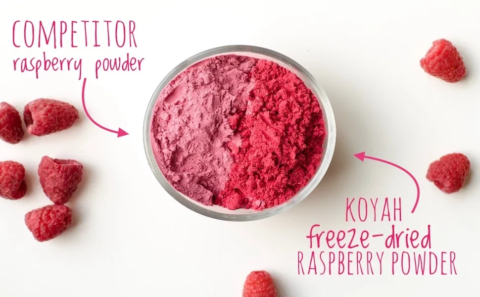 KOYAH - Organic Freeze-dried Raspberry Powder (Equivalent to 450 Raspberries): Whole-Berry Powder, Raw - KOYAH organic raspberry powder.