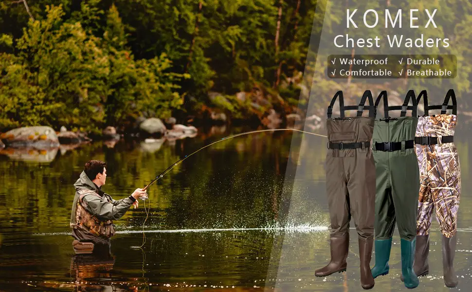 KOMEX Chest Waders for Men with Boots Waterproof, Fishing & Hunting Waders with Boot Hanger Camo 11 - product information 1