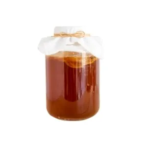 Kombucha Ready To Mix Powder - 14 Servings - With Probiotics, Guarana and Caffeine - Peach Pomegranate - kombucha jar