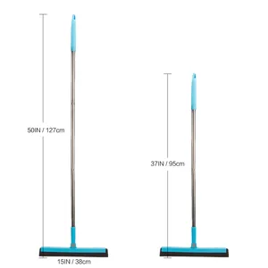 KOLLIEE Floor Squeegee Adjustable Professional Water Squeegee Foam with 50" Handle for Garage Tile Shower Hair Floor Wiper - floor squeegee