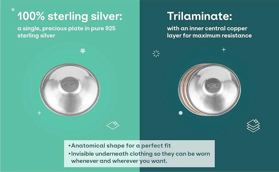 Koala Babycare The Original Silver Nursing Cups - Made in Italy - Protect and Soothe - Tri-Laminate Silver - Standard Size Regular Trilaminate Silver - koala silver cups