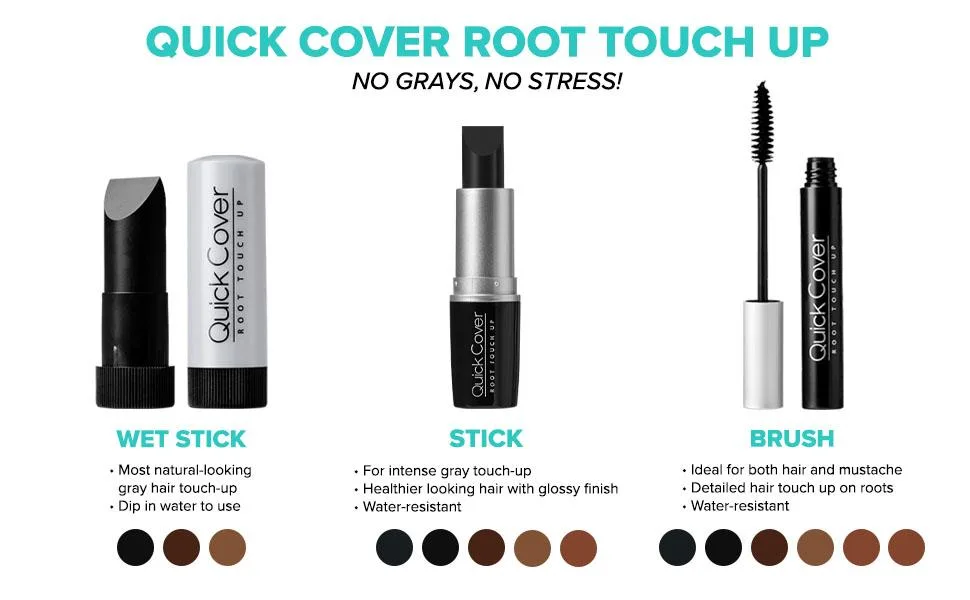 Kiss Quick Cover Gray Hair Touch Up, Root Touch Up, Moisturize and Shine (Dark Brown) BGC02 Dark Brown - quick cover collection 1