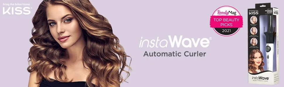 Kiss Products Instawave Automatic Ceramic Curling Iron 1 KACI01, Black White - Instawave, Automatic Curler, Hair Curler