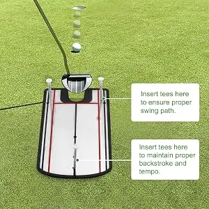 KINGTOP Golf Putting Alignment Mirror with Putting Cup Combo, Portable Swing Training Aids, Practice Putting Trainer with Hole Cup Set, Mirror Size 12L x 6W - golf mirror