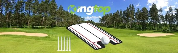 KINGTOP Golf Putting Alignment Mirror with Putting Cup Combo, Portable Swing Training Aids, Practice Putting Trainer with Hole Cup Set, Mirror Size 12L x 6W - golf mirror training aid