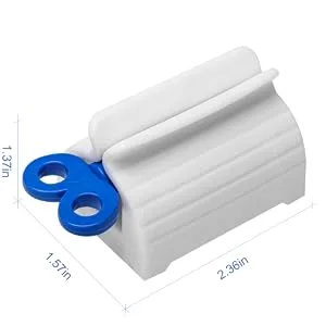 Asqraqo 3 Pieces Tube Toothpaste Squeezer with Rolling Toothpaste Holder Holder Rotating Squeezing Toothpaste Artifact Dispenser for Bathroom (Blue) - tube