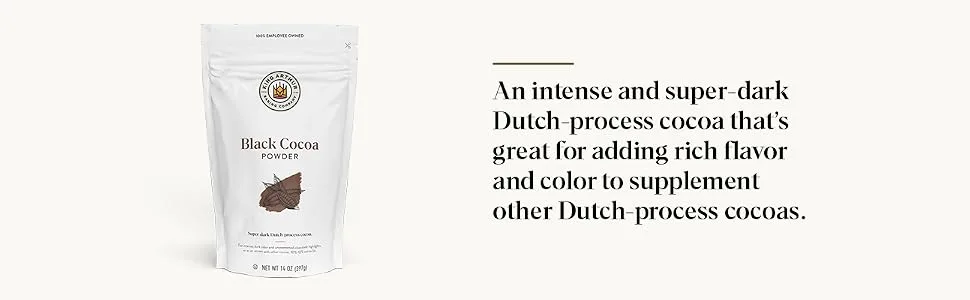 King Arthur Black Cocoa, Dutch Processed Cocoa Powder, Perfect for Baking, 14 Ounces - King Arthur Black Cocoa