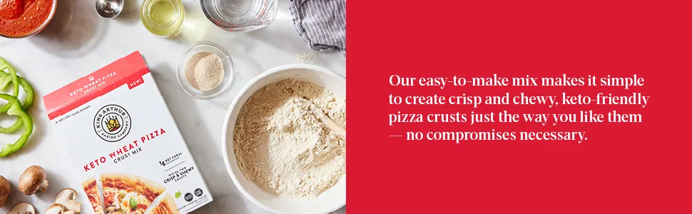King Arthur Baking Keto Pizza Crust Mix, 1g Net Carbs Per Serving, Low Carb & Keto Friendly, 10.25 oz - Our easy to make mix makes it simple to create crisp and chewy, keto friendly pizza crust
