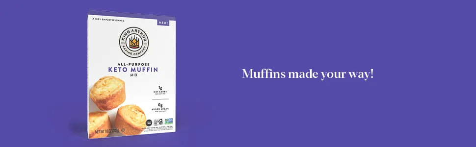 King Arthur Baking Keto Muffin Mix, All Purpose, 1g Net Carbs 0g Added Sugar Per Serving, Low Carb & Keto Friendly, 10 oz, White - Muffins made your way!