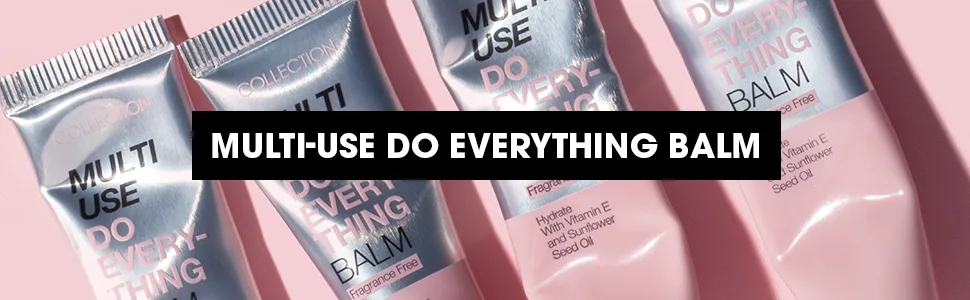 Collection Cosmetics Multi-Use Do Everything Balm Hydrating Balm for Lips Cuticles and Skin 6.5ml Clear - Collection Multi-Use Do Everything Balm Banner, Pink Background