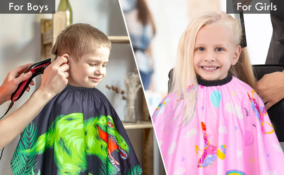 Kids Haircut Cape Waterproof Barber Cape Cover, Dinosaur Hair Cutting Cape Apron for Boys with Adjustable Snap Closure - 123123
