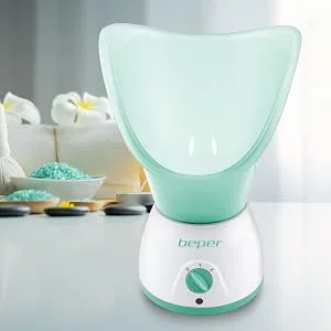BEPER 40.967N Facial Sauna and Aromatherapy 2 Powers Healing and Relaxing Treatments Hydration and Face Cleansing Tank for Scented Essences White/Green - beper