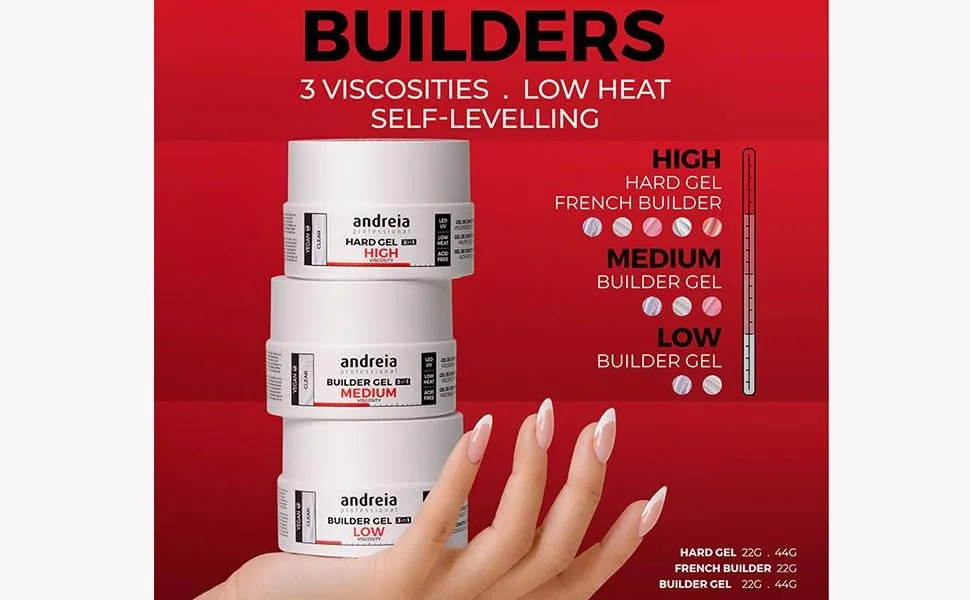 Andreia Professional Gel Builder Low Viscosity Clear - LED et UV - Clear 44g - andreia professional nail builder gels