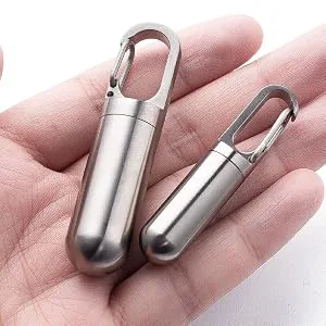 Keychain Pill Holder, Small Pocket Pill Case for Purse,Titanium Waterproof Travel Pill Box for Outdoor Camping Polished Grey-small Pill Case - Micro Pill Keychain