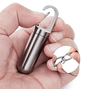 Keychain Pill Holder, Small Pocket Pill Case for Purse,Titanium Waterproof Travel Pill Box for Outdoor Camping Polished Grey-small Pill Case - Portable pill holder