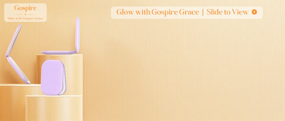 Gospire Lighted Travel Makeup Mirror With Light and Magnification 3X Magnification Rechargeable Small Mirror with Three-color Adjustable Light Led Mini Mirror for Purse Purple - product information 1