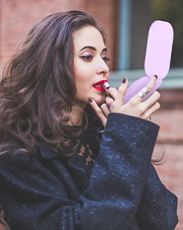 Gospire Lighted Travel Makeup Mirror With Light and Magnification 3X Magnification Rechargeable Small Mirror with Three-color Adjustable Light Led Mini Mirror for Purse Purple - product information 5