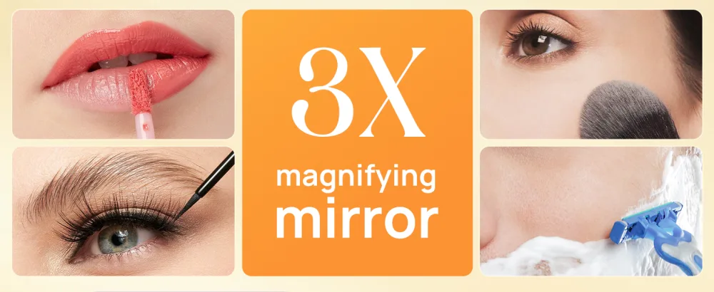 Gospire Lighted Travel Makeup Mirror With Light and Magnification 3X Magnification Rechargeable Small Mirror with Three-color Adjustable Light Led Mini Mirror for Purse Purple - product information 7