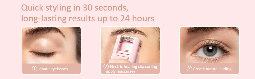 MLEN DIARY Heated Eyelash Curler Portable Electric Eyelash Curler Long-Lasting Quick Professional Eyelash Curler with Heating Silicone Pads for Makeup - Pink - eyelash curlers