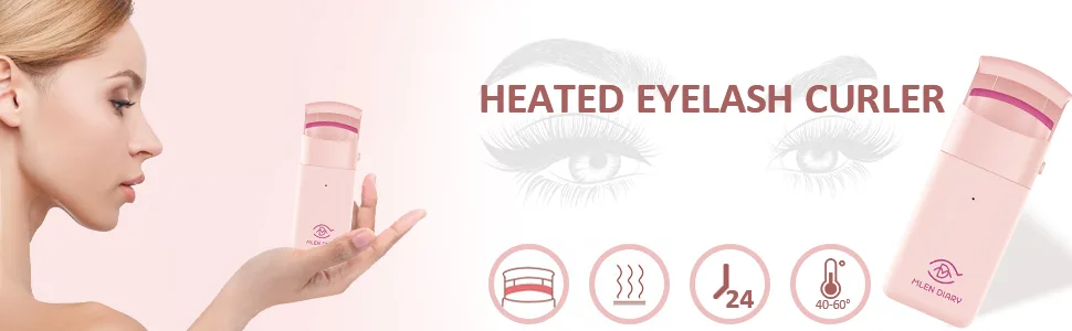MLEN DIARY Heated Eyelash Curler Portable Electric Eyelash Curler Long-Lasting Quick Professional Eyelash Curler with Heating Silicone Pads for Makeup - Pink - heated eyelash curler