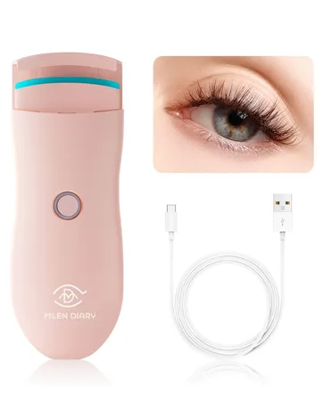 MLEN DIARY Heated Eyelash Curler Portable Electric Eyelash Curler Long-Lasting Quick Professional Eyelash Curler with Heating Silicone Pads for Makeup - Pink - Lashes Clusters