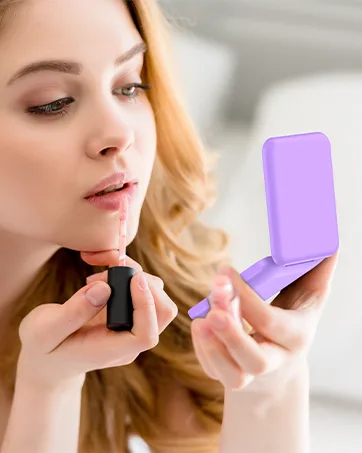 Benbilry Compact Mirror with Light USB Rechargeable Travel Makeup Mirror with 1X/3X Magnifying & 3 LED Colors Dimmable Magnetic Closing Memory Folding Pocket Mirror Gift for Women White - hand mirror