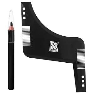 K-Brands Beard Shaper with inbuilt Comb and Barber Pencil Liner - Beard Stencil Lineup Guide - Styling Template Shaping Tool for Men - Black - product information 9