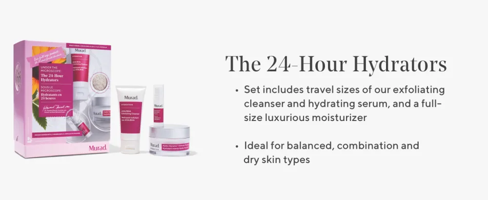 Murad The 24-Hour Hydrators - 3-Piece Set (Worth 102) - AHA/BHA Facial Cleanser 60ml Revitalixir Recovery Serum 5ml & Hydro Dynamic Moisturiser 50ml - product information 12