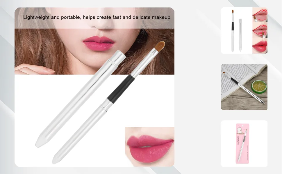 Professional Lipstick Brush Retractable with Sealing Design Soft and Smooth Nylon Brush Hair Smear Glitter Powders Evenly for Fast and Delicate Makeup - JM16493-1