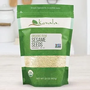 Kevala Organic Raw Sesame Seeds 1Lb - Raw Sesame seeds, organic sesame seeds, cooking seeds, hulled sesame seeds, organic seeds, seeds