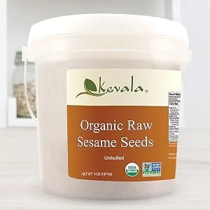 Kevala Organic Raw Sesame Seeds 1Lb - Raw Sesame seeds, organic sesame seeds, cooking seeds, hulled sesame seeds, organic seeds, seeds