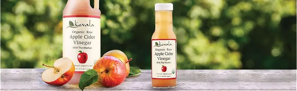 Kevala Organic Apple Cider Vinegar 35oz - Apple Cider Vinegar, Vinegar with the mother, Apple Cider, Organic Vinegar, Apple vinegar