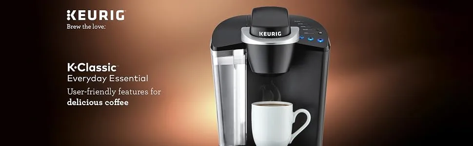 Keurig K-Classic Coffee Maker K-Cup Pod, Single Serve, Programmable, 6 to 10 oz. Brew Sizes, Black - Keurig K-Classic Single Serve K-Cup Pod Coffee Maker