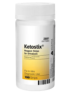 Ketostix Reagent Strips for Urinalysis, Measure Ketone Levels, 100-Count Box - KETOSTIX