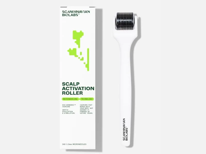 Scandinavian Biolabs Derma Roller made with 540 titanium 0.5 mm needles for Hair Growth - Scalp Activation Roller - scalp activation roller